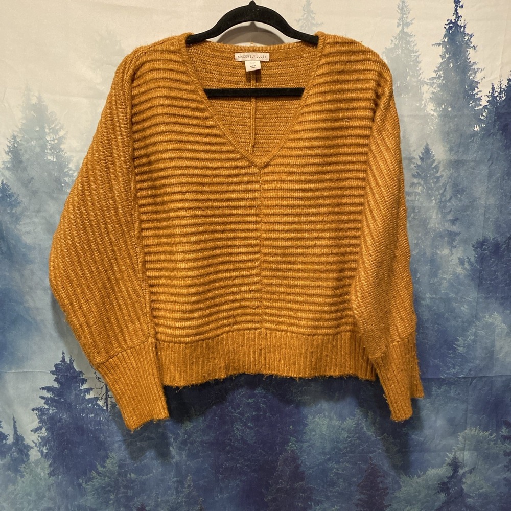 SINCERELY JULES RUST COLORED KNIT SWEATER CROPPED‎ SZ Large